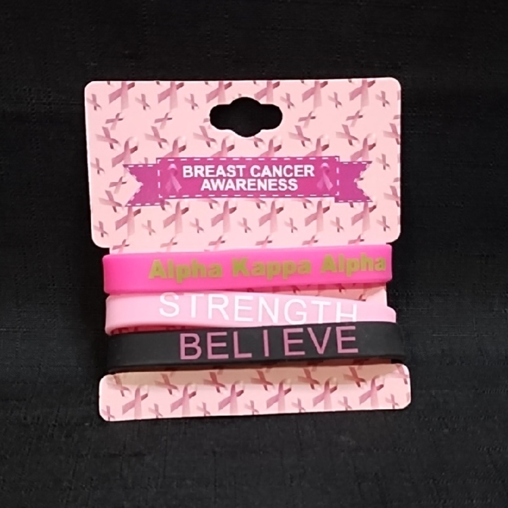 Alpha Kappa Alpha AKA Breast Cancer Awareness Bracelets Set